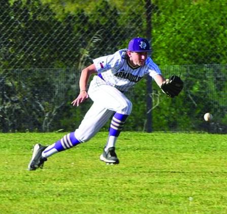 Right fielder Logan McHam going for the ball.
