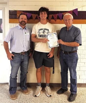 Rotarian President Jake Lackey, Student Jefferson Stencil, and Rotarian Jerry Blankenship Courtesy of Leanne Johnson