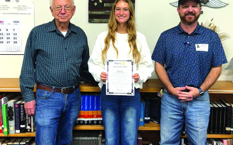 Pictured here are Rotarian Jerry Blankenship (left); Caitlin Mays, March Student of the Month; and Rotarian Jake Lackey (right).