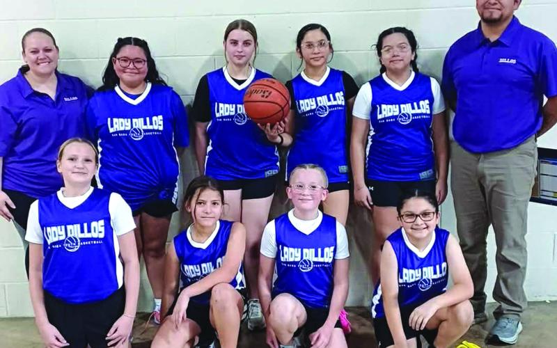 Lady Dillos - 5th / 6th grade girls Top L-R: Assistant Coach Amanda Rivera, Julissa Landeros, Rayleigh Collier, Aliyah Ramirez, Emarie Gomez, and Head Coach Juan Rivera. Bottom L-R: Natalie Davis, Allison Rivera, Lillian Gilliam, and Daniella Salinas.