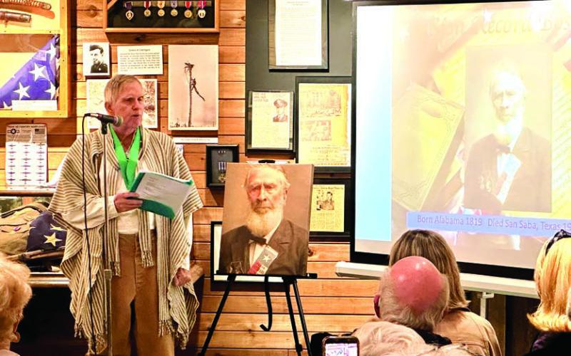 Scott Dunbar began the evening discussing Sion Bostick, who helped to capture General Santa Anna after the battle of San Jacinto.