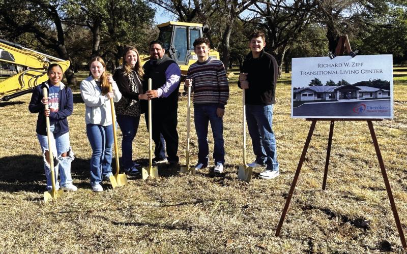 This photo was taken at the groundbreaking for the TLC in December of 2024. Starting from the left, Lauren graduated from high school last May and is in cosmetology school now in Kerrville. Piper is a senior in the TLP program now. Valerie and Israel Valdez are the mentor parents for the program, and their two sons, Joel and Uriah, are on the right.
