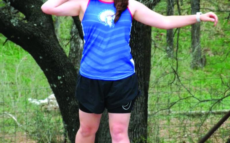 Samantha Oestreich throwing shot put last week at the track meet in Llano Courtesy of Valerie Valdez