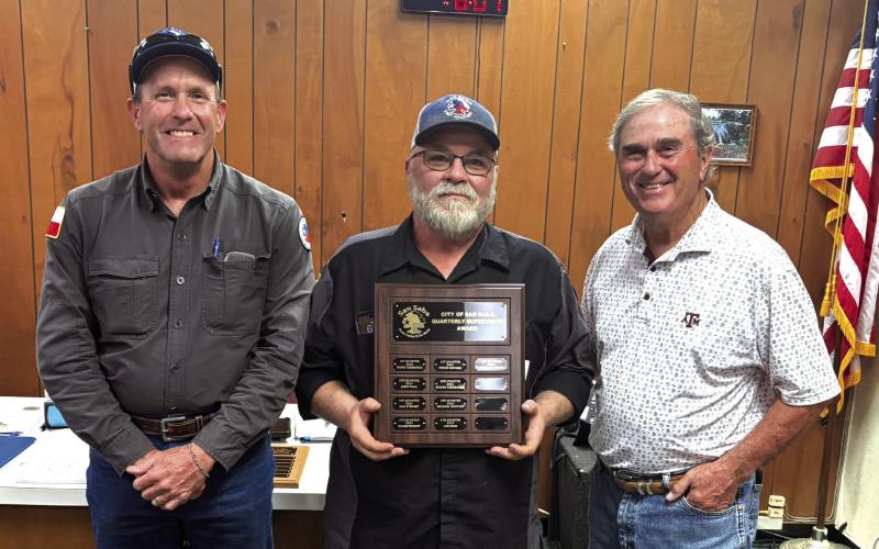 Norman Pierce, Shop Maintenance Supervisor, was selected as Supervisor of the first Quarter. Public Works Supervisor Scott Glaze (left) and Alderman Robert Whitten (right) presented Norman with a plaque with is name on it and a gift certificate to a local restaurant at the March City Council meeting held on March 10, 2026.