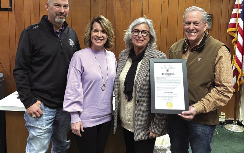 March is Art Month in San Saba, Texas! Pictured above: Mayor Kenneth Jordan ( right) presented a Proclamation proclaiming and officially recognizing March as Youth Art Month to the following San Saba ISD Staff (L to R): San Saba ISD Superintendent- Keith Owen; San Saba ISD High School Principal -Monica Shahan; San Saba High School Art Teacher - Shara Wright. This presentation was made at the City Council meeting on January 13, 2026. Courtesy of Sabrina Maultsby