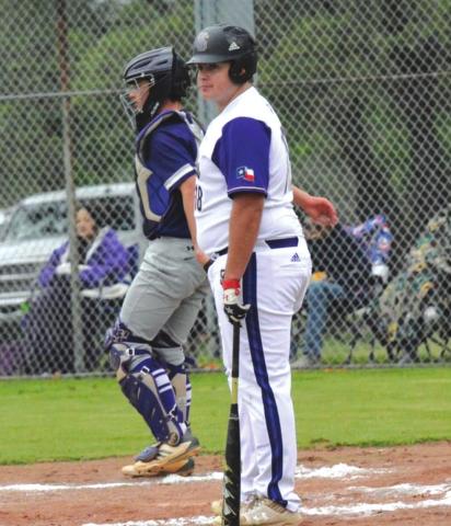 San Saba High School varsity baseball senior Andrew Graham (18) looks for a sign from a coach on Wednesday, April 21st, during the Dillos' home District game vs. rival Mason High School. Graham was one of three players honored prior to the Dillos' 10-0 victory over Junction High School on April 27th for the annual Senior Night game. Photo courtesy of Rita Boultinghouse