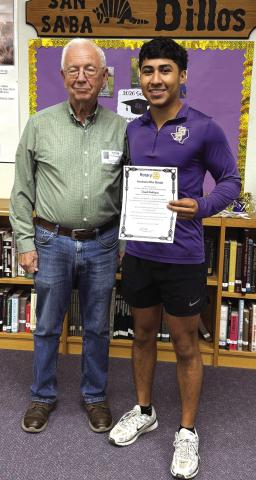 Rotary Student of the Month Daniel Rodriguez and Rotarian Jerry Blankenship