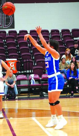 Senior Lauren Roberson shooting a free throw during the Brookesmith win. Courtesy of Valerie Valdez