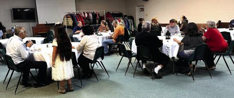 Pictured is a portion of the 100 folks who enjoyed the meal in the Second and Wallace Church of Christ Fellowship Hall.