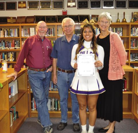 Pictured are Rotarians Bill Phillpotts, Jerry Blankenship, and Beth Griess along with Olivia Lusty, November Student of the Month.