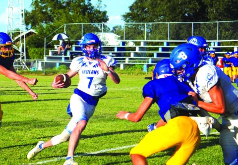 Cherokee’s #7 Cayden Houston moving quickly in the scrimmage against Rising Star last week. Courtesy of Valerie Valdez