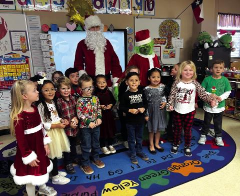 Santa and the Grinch came to Mrs. Cooper’s PK4 Christmas Party, last Thursday, December 19, 2024. Photo submitted by Sheryl Cooper, SSES