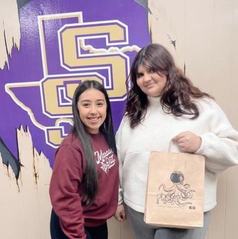 NHS President Kristi Macias and award recipient Sabrina Dozier Photo by Sara. Huron