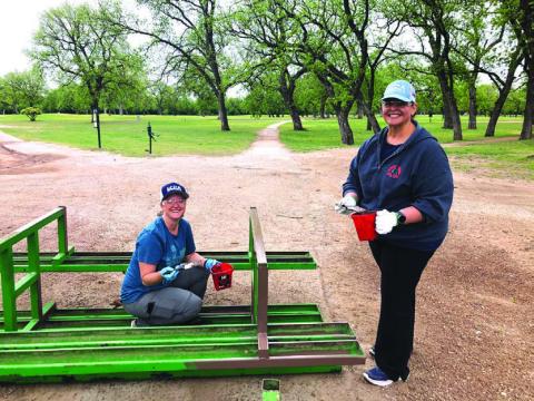 Day of Service included painting and trimming weeds at San Saba River Golf Course during LCRA Steps Forward Day