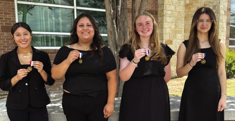 Members of the clarinet quartet are Marlane Rodriguez- junior, Sophia Cuevas- senior, Macye McDowell- 8th grade, and Jimmah Schmidt- sophomore. Courtesy of Chans Moellendorf
