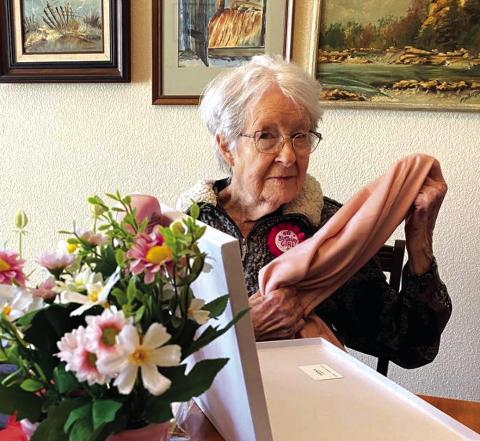 Vera Ralston at her 94th birthday celebration where she was given a surprise party last week.
