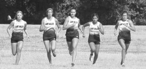 San Saba High School Girls Cross Country Team: Running with determination L-R: Jenna Lambert, Nojemi Martinez, Courtnee Cash, Olivia Lusty and Brighton Adams