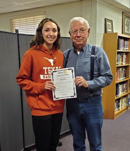 Rotary Club February Student of the Month - Cinzlea Stanton pictured with Rotarian Jerry Blankenship Photo  / Courtesy of Leanne Johnson SSHS/Counselor