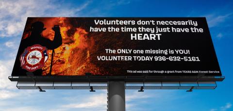 Billboard paid for through a grant from the Texas A&M Forest Service