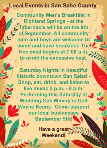 Saturday in San Saba County
