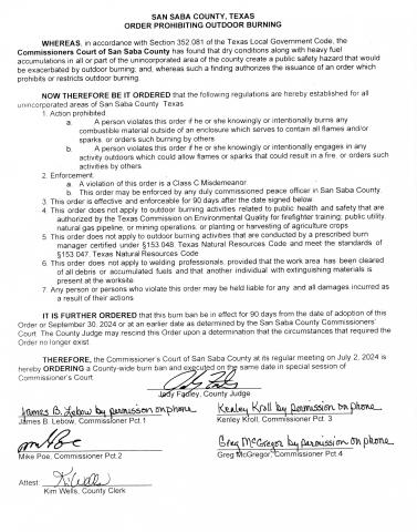 Order of the Commissioners' Court