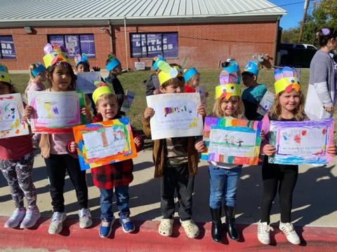 Kindergarten students pause to share their “good things!”