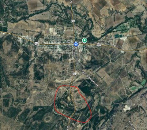 Map of San Saba and 'the spot'