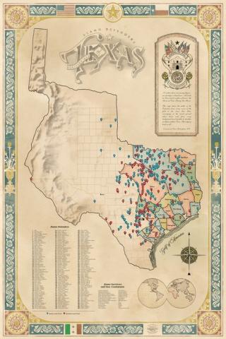 Alamo Defenders Heritage Map of Texas