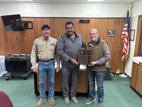 The Supervisor of the 4th Quarter for 2025 was Luis Rios. He is pictured here with Mayor Ken Jordan and Public Works Director Scott Glaze.