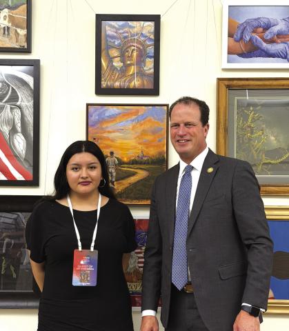 Judy Aguado and Representative August Pfluger at the Capitol Courtesy of Shara Wright