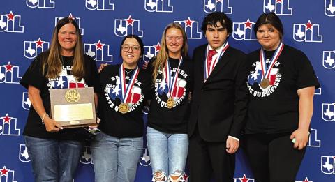 Literary Criticism Team below: Coach Elizabeth Chambers, Leia Kilman, Caitlin Mays, Alejandro Parra, and Sabrina Dozier