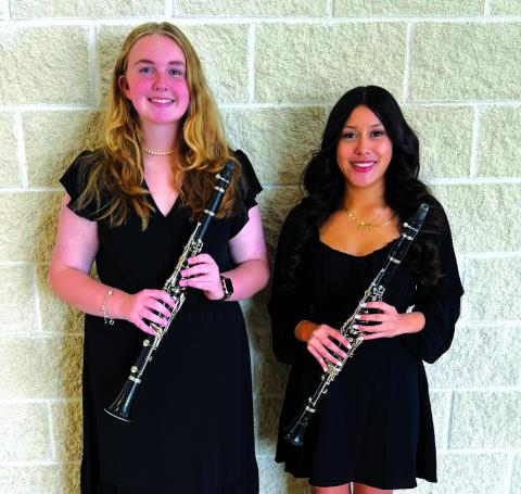 Macye McDowell (8th Grade Clarinet) and Marlane Rodriguez-Estrada (11th Grade Clarinet) perform in the ATSSB Region 29 High School Concert Band held in Burnet on January 17th.