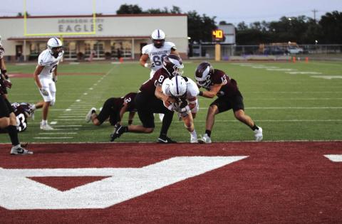 Jason Everett plows into the end zone - Courtesy of Kayti lackey - 1916 athletics