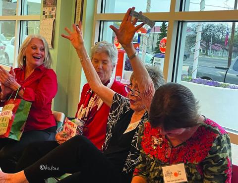 Happy winner of Open Door raffle prize. (l-r) Sandra McCrary, Beth Griess, Rebecca Britton (winner!), Lisa Foil.