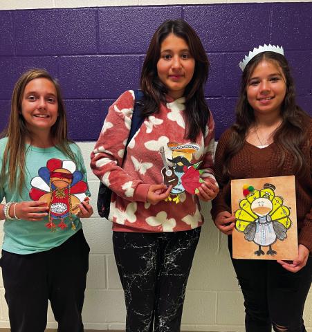 San Saba Middle School held a Turkey in Disguise contest this Thanksgiving. Students exhibited so much creativity as they disguised their turkeys! Winners of this years contest include: 1st Place - Brailee Prew (Willie Nelson disguise); 2nd Place - Brenda Aguirre (Mariachi disguise); 3rd Place - Cindy Canedo (Minion and Gru disguise)