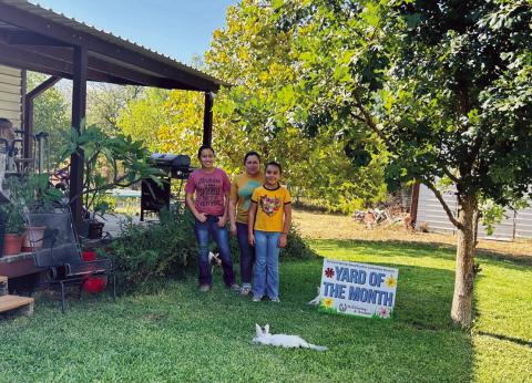 The Richland Springs Beautification Committee would like to congratulate Maria Tavera for being chosen for Yard of the Month for August. Maria's yard is always meticulously kept and tidy. Maria has received a gift certificate to The Coyote Station from McKinnerney Real Estate who sponsors this fun program.