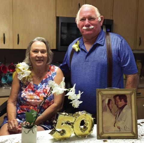 Golden Wedding Anniversary Wanda and Douglas Gibson, both born and raised in San Saba, celebrated their 50th wedding Anniversary on Saturday, May 24, 2025, at home with friends and family. Courtesy of Sue Ransom