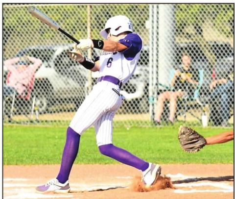 San Saba High School varsity baseball senior outfielder Drake Bryant swings at a pitch on Friday, April 1st, during the Dillos’ 13-3 victory at home vs. Junction High School.