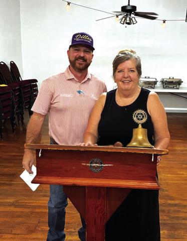 Rotary President Jake Lackey and guest speaker Cindy Prater of San Saba Realty. Courtesy of Beth Griess
