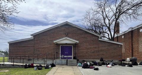 Students belongings outside due to lack of space inside. Photo courtesy Amanda Brim