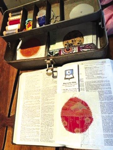 My early morning routine: the Word and some patchwork.