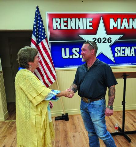 Sue Ransom and Rennie Mann at the Town Mall Meeting