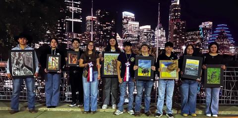 Pictured at right: SSHS Art Students participating in the Rodeo Austin Youth Art Show were: Enrique Mendoza, Jasmin Licea, Nathaniel Nieto, Saraih Plata, Sabrina Dozier, Angel Reyes, Brendon Prew, Christian Reyes, Sophia Cuevas, and Judy Aguado. Courtesy of Shara Wright