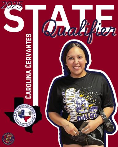 Congratulations to Carolina Cervantes for qualifying for the 2025 State Powerlifting Championships on March 11th! Courtesy of San Saba All Sports Booster Club