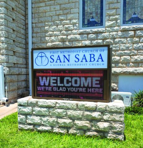 This is the beautiful new sign in front of the First Methodist Church in San Saba. Courtesy of Jacqueline M. Carlson