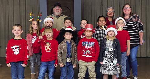 Richland Springs students participated in a food drive organized by Miss Kuder for the food pantry. (1st grade participants) Courtesy of Miranda Soto