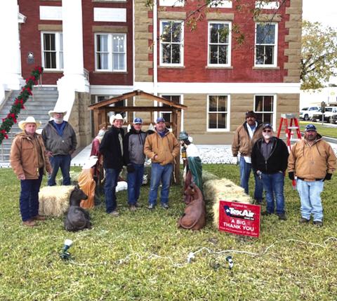 On Tuesday, November 26th, these City employees braved the cold weather to set up the nativity scene that was graciously donated by Tex-Air to San Saba County.