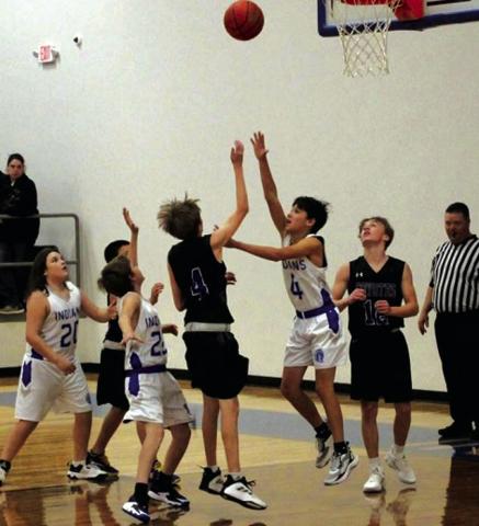 RS Christian Greenwood (#4 ) is going for the rebound in the big win over Cherokee, 46-24