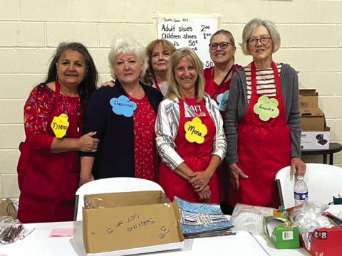 Dianna Furlan, Garage Sale organizer, Donna McKinney, Marjean Alexander, Mona McMahan, Cindy Sloan, Rhonda Killion, SS Garden Club members and workers for the day.