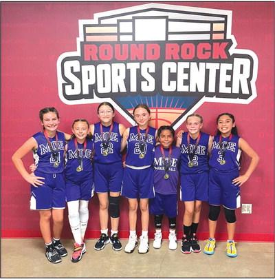 MOE Basketball (38-4) picked up their 7th tournament championship by winning the 2023 Magic 5 Star Summer Showcase held at the Round Rock Sports Center in Round Rock, Texas, on June 24, 2023. MOE had wins over Mason Cowgirls 35-3, and Lorena Centex Chaos 33-6 on their way to the tournament title game where they defeated Austin TXE Select, 40-20. Pictured left to right are: Greenley Jo Moore, Allie Sebastain, Khloe Martinez, Cameryn Brockman, Jazmin Reyes, Libby Sanderson, and Carla Jimenez.